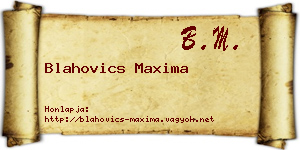 Blahovics Maxima névjegykártya